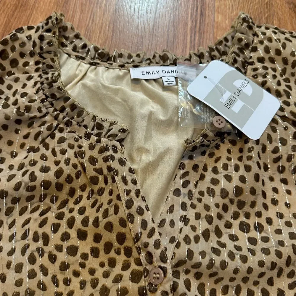 Emily Daniels women’s blouse - brown & tan spots - size large